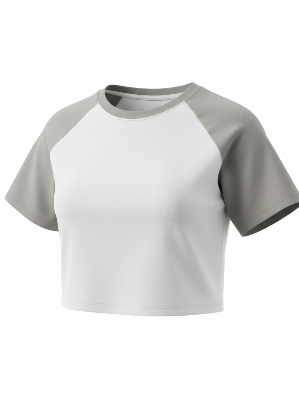 Hollister White Crop Tee with Light Gray Raglan Sleeves